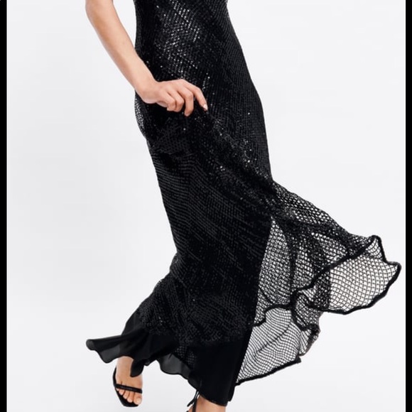 ISO ZARA Limited Edition Black Mesh Sequin Dress - Picture 3 of 6